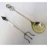 TASMANAN SARGISON'S HOBART ARTS AND CRAFTS SILVER SERVING SPOON AND TOASTING FORK the serving