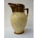 19th CENTURY 'ADAMS' STONEWARE JUG with Thomas Law & Co. plate mounted rim, the shaped body with