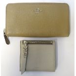 NEW AND UNUSED COACH LEATHER WALLET mushroom coloured and with original protective bag; together