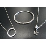 SELECTION OF PANDORA JEWELLERY comprising a Hearts of Pandora CZ set pendant, a CZ set bracelet, and