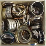 SELECTION OF SILVER AND OTHER RINGS including gem and stone set examples, 1 box