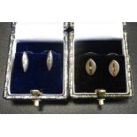 TWO PAIRS OF DIAMOND SET STUD EARRINGS both in silver and with boxes (2 pairs)