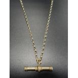 NINE CARAT GOLD BELCHER LINK NECK CHAIN 55cm long, and an unmarked gold T-bar pendant, total