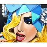 ED O'FARRELL Lady Gaga Telephone, acrylic on canvas, signed, 39cm x 48.5cm