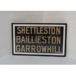 ORIGINAL GLASGOW CORPORATION LINEN TRAM DESTINATION BLINDS - SHETTLESTON, BAILLIESTON & GARROWHILL