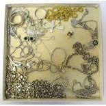 SELECTION OF SILVER JEWELLERY including pendants and chains, earrings, rings, charms, etc., 1 box
