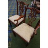 SET OF SIX CHIPPENDALE STYLE MAHOGANY DINING CHAIRS with a shaped top rail above a carved and