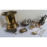 LARGE SELECTION OF SILVER PLATED WARES including a pair of decorative table pheasants, a lidded