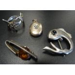 SELECTION OF SILVER AND OTHER JEWELLERY comprising a Malcolm Gray for Ortak silver ring with