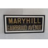 ORIGINAL GLASGOW CORPORATION LINEN TRAM DESTINATION BLINDS - MARYHILL & GAIRBRAID AVENUE circa 1940s