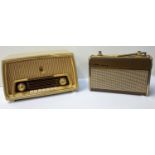 VINTAGE GRUNDIG RADIO Tupe 97 WEI, with three wavebands, in a beige hard plastic case, together with