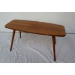 1950'S CENTA TEAK OCCASIONAL TABLE with a shaped oblong top standing on turned tapering supports,