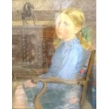 K. V. EADIE Portrait of a young seated girl, pastel, signed, 45cm x 35.5cm