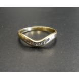 CHANNEL SET DIAMOND WAVY DESIGN RING in nine carat gold, ring size M-N
