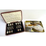 SELECTION OF VICTORIAN AND LATER SILVER ITEMS comprising a cased set of eleven teaspoons and