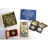 COLLECTION OF WORLD COINS 19/20th century, 1 box, a Canada silver dollar 1971 with case, two