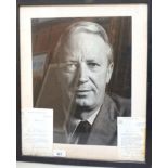 THE RIGHT HONOURABLE EDWARD HEATH, M.B.E., M.P. a portrait photograph circa 1974, with two small