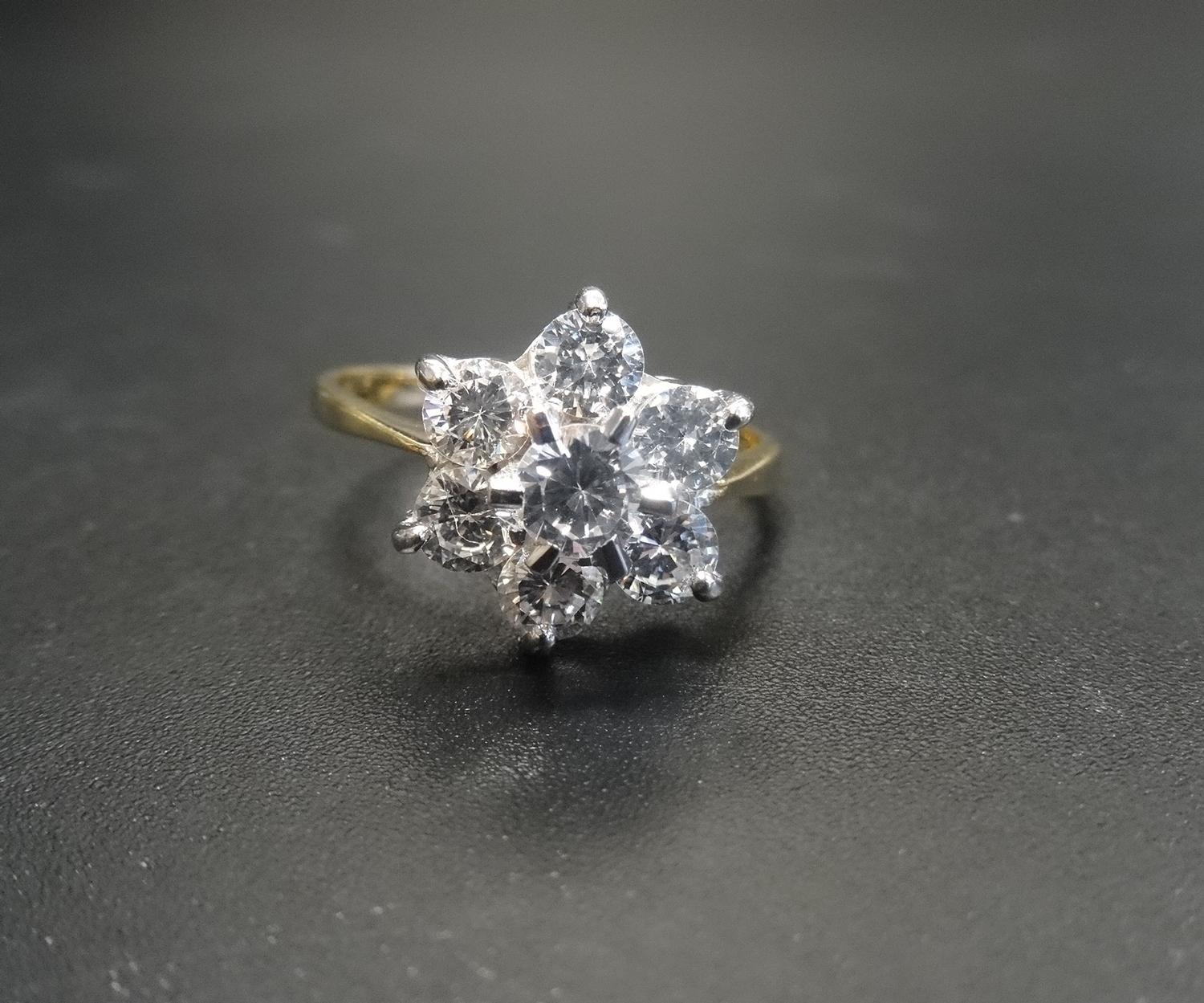 CZ CLUSTER RING on nine carat gold shank, ring size M-N