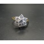 CZ CLUSTER RING on nine carat gold shank, ring size M-N