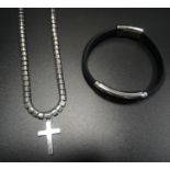 EMPORIO ARMANI BRACELET AND NECKLACE the necklace with cross pendant (2)