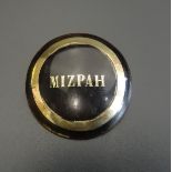 CIRCULAR TORTOISESHELL MIZPAH BROOCH with unmarked gold inlaid detail