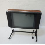 BANG & OLUFSEN BEOVISION LX2502 TELEVISION with a 25" screen, on a wheeled stand, with remote