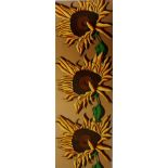 ED O'FARRELL Sunflowers on bronze, acrylic on canvas, signed to verso, 132cm x 45.5cm