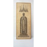 ECCLESIASTICAL BRASS RUBBING PRINT depicting a man of the cloth in his ceremonial robes with his