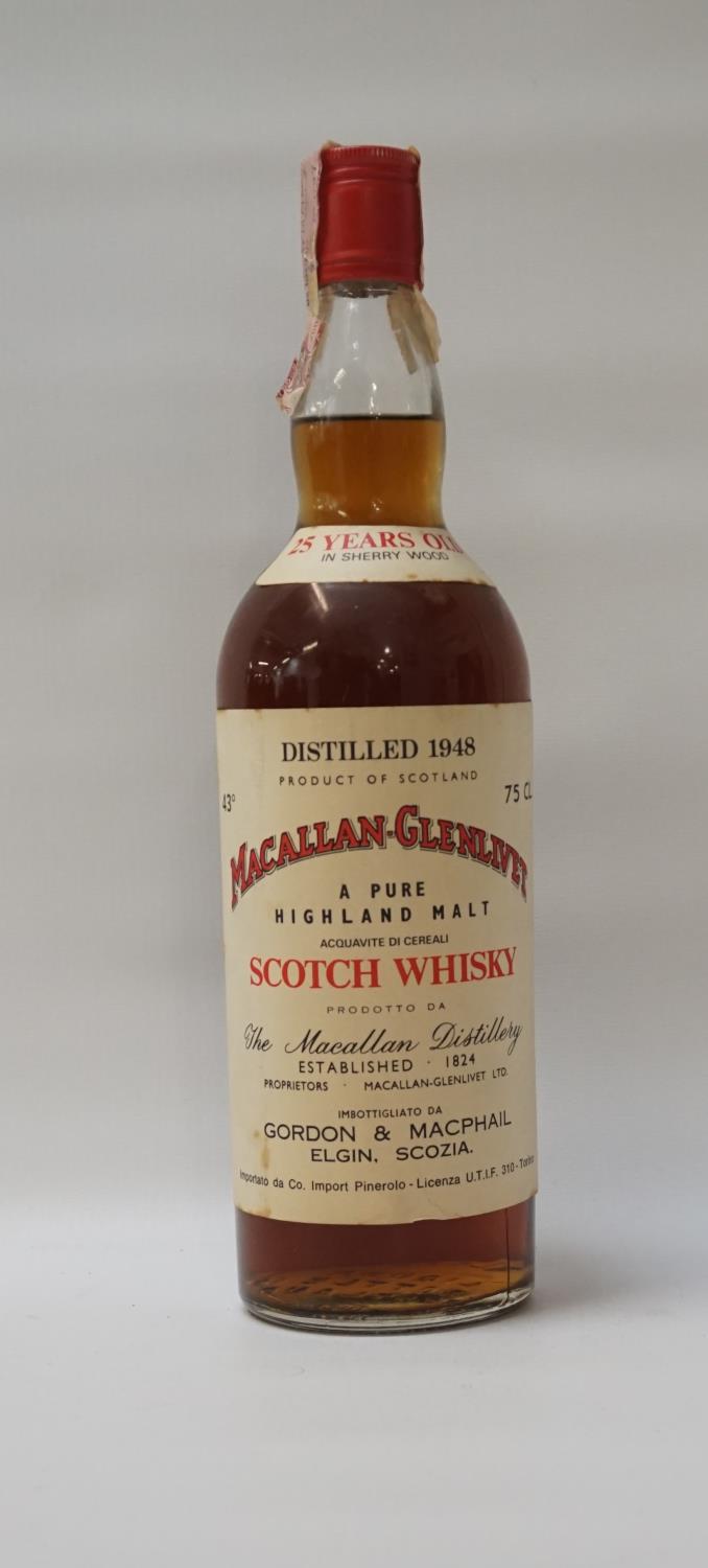 MACALLAN-GLENLIVET 25YO - 1948 A bottle of the famous Pinerolo Imported Macallan-Glenlivet 25 Year