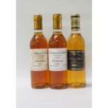 THREE BOTTLES OF VINTAGE SAUTERNES A selection of three bottles of Sauternes, comprising: two