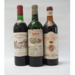 THREE BOTTLES OF VINTAGE RED WINE A trio of bottles form France and Italy, comprising: one CALVET