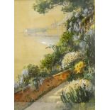 EDWARDIAN WATERCOLOUR The seafront, indistinctly signed, 30cm x 25.7cm, together with a signed