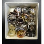 SELECTION OF SILVER AND OTHER RINGS of various designs and sizes, including paste and stone set