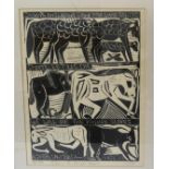 JOHN NDEVASIA MUAFANGIJO (Namibian 1943-1987) Joseph answered bring your live stock, block print,