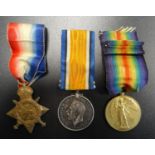 1914-15 STAR TRIO WITH BI-LINGUAL VICTORY MEDAL named to 'Sjt.A.Martin 8th Infantry' (War and