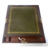 VICTORIAN WALNUT WRITING SLOPE the interior with tooled leather slope and fitted compartments, the