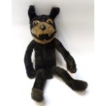 1920s 'FELIX THE CAT' MOHAIR TOY with swivel head and wire framed body, approximately 21cm high