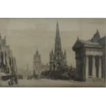 CHARLES H CLARK (British, b.1890) Princes Street, Edinburgh, looking towards the east end,