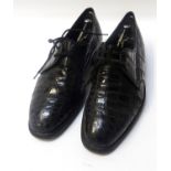 PAIR OF GENTLEMAN'S SLADE OF CHELTENHAM SHOES in black effect crocodile, size 7.5, with adjustable