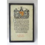 WWI COMMEMORATIVE PARCHMENT SCROLL named to 'Cpl.Robert Hutton S.African Pioneers', in period