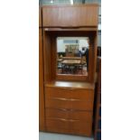 SAKOL TEAK DRESSING CUPBOARD the lift up cupboard door above a mirror backed recess with four