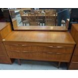 SAKOL TEAK DRESSING CHEST the rectangular mirror back above an arrangement of four drawers with roll