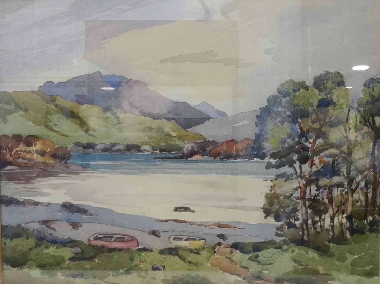 JAMES WILSON McKINNELL (British, mid 20th century) Loch scene, watercolour, signed, 34.5cm x 44.5cm