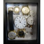 SELECTION OF VINTAGE WATCHES, WATCH MOVEMENTS AND PARTS including a watch movement and dial, the