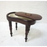 LATE VICTORIAN MAHOGANY FRAMED BIDET the shaped top with brass handled lift-off cover, Wedgwood