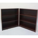 PAIR OF OAK BOOKCASES each with two adjustable shelves, standing on a plinth base, 106cm x 90cm