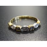 SAPPHIRE AND DIAMOND HALF ETERNITY RING with alternating sapphires in square setting and double