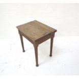 CHILD'S OAK DESK early 20th century, with metal hinged lift-up lid, raised on tapering legs with