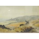 JEAN DEWHURST Way to Withens, watercolour, signed and label to verso, 24.5cm x 35cm