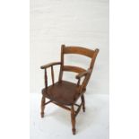 ELM KITCHEN ARMCHAIR early 20th century, with shaped and turned features
